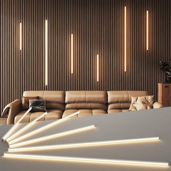 2 Piece 16 in. 24 in. 40 in. LED Recessed Lighting Kit for Wall Panels, Adhesive Wall Strip Lights, Touchable Switch