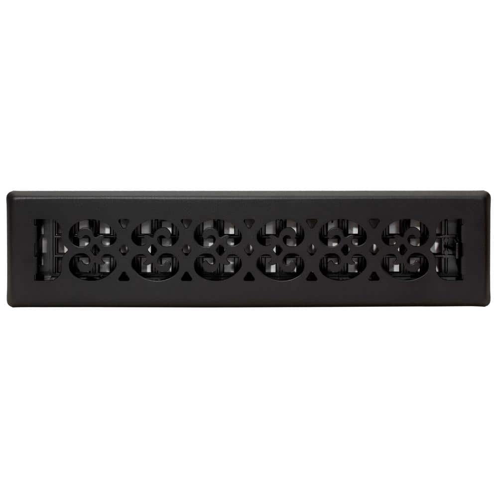 Textured Black 2x14 Inch Scroll Design Floor Register
