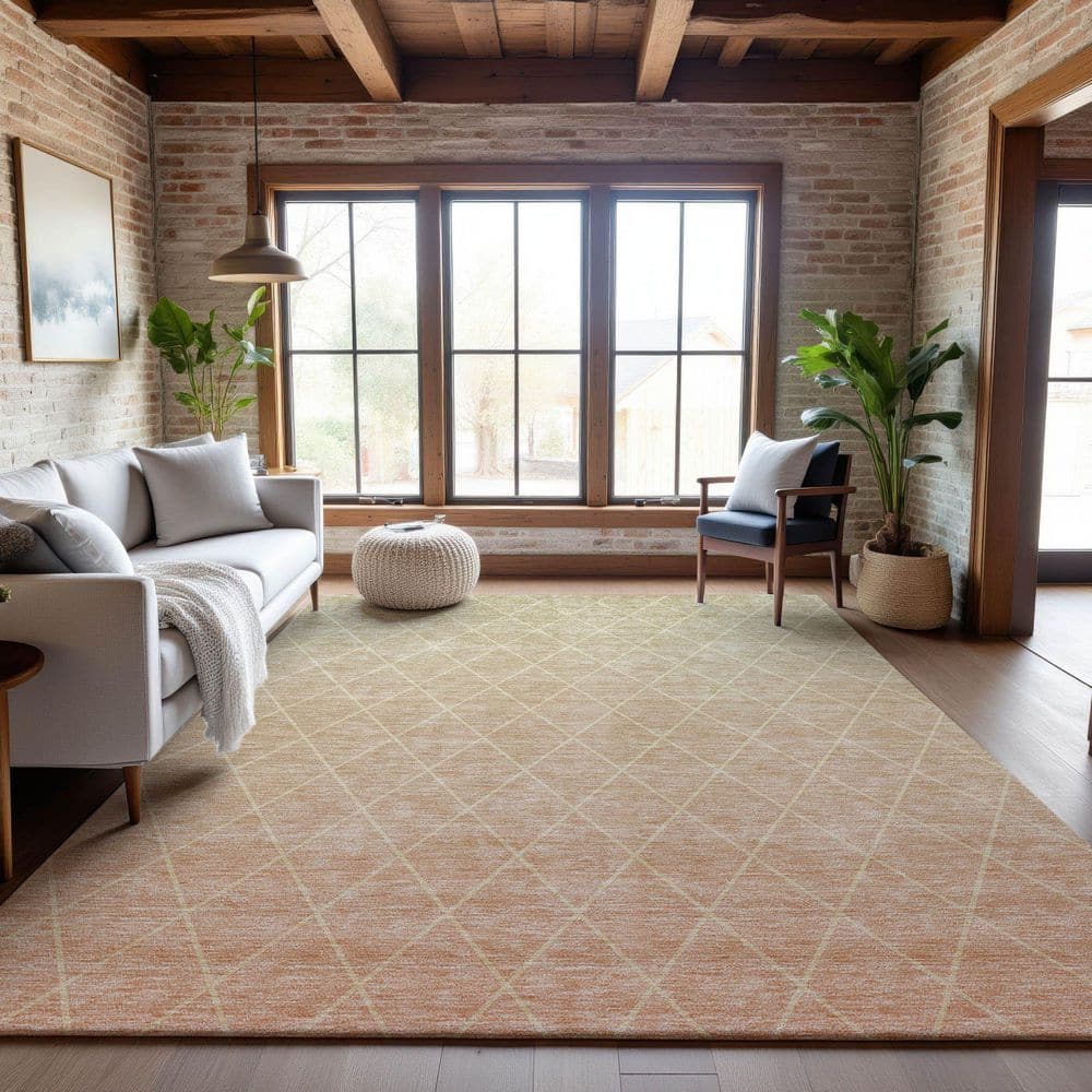 Mayfield Premium Machine Washable Abstract AMF1175 Salmon 3 ft. x 5 ft. Area Rug price history on PriceWatchPro