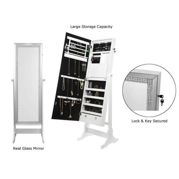 Cheval Mirror Jewelry Armoire 57 5, White Cheval Jewelry Armoire And Mirror