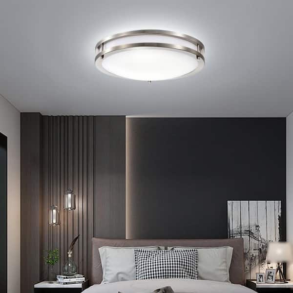 14 in. Brushed Nickel Dimmable 20-Watt Selectable LED Flush Mount Ceiling Light 3000K 4000K 5000K