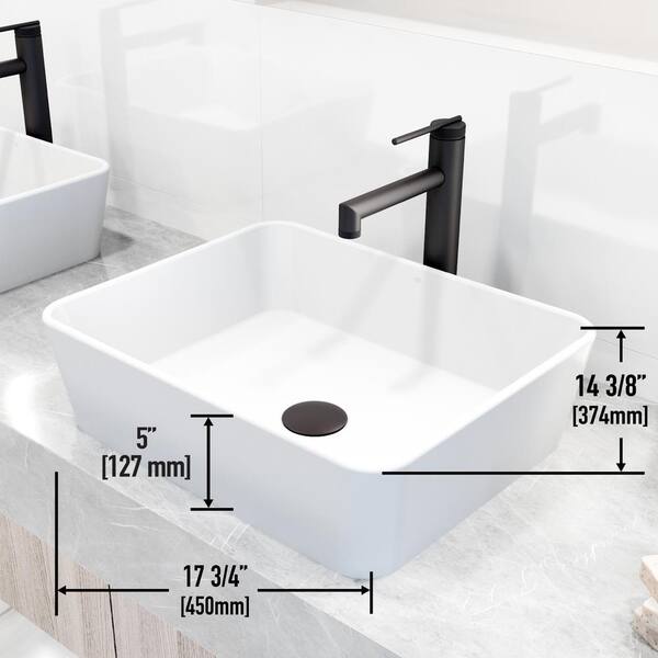Marigold Vessel Sink in White with Faucet in Matte Black Marigold Vessel Sink in White with Faucet in Matte Black