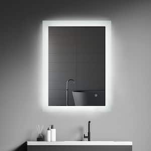 32 in. W x 24 in. H Rectangular Frameless Wall Mounted LED Bathroom Vanity Mirror Two Tone Thermostat Silver