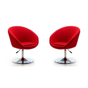 Hopper Red and Polished Chrome Wool Blend Adjustable Height Accent Chair (Set of 2)