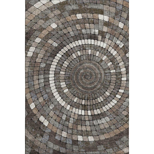 Mayfield Premium Machine Washable Abstract AMF2216 Brown 10 ft. x 14 ft. Area Rug