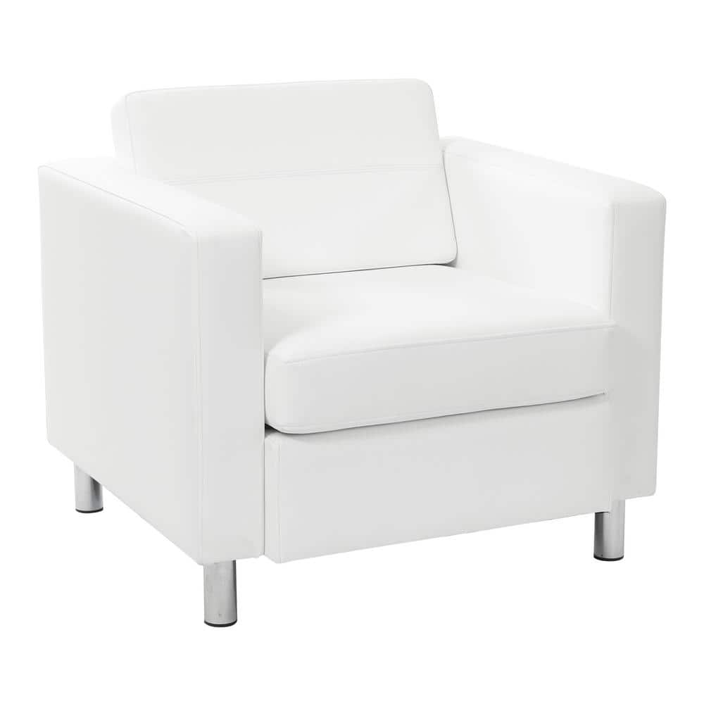 Snow Barrel Modern Accent Chair in Faux Leather with Metal Legs