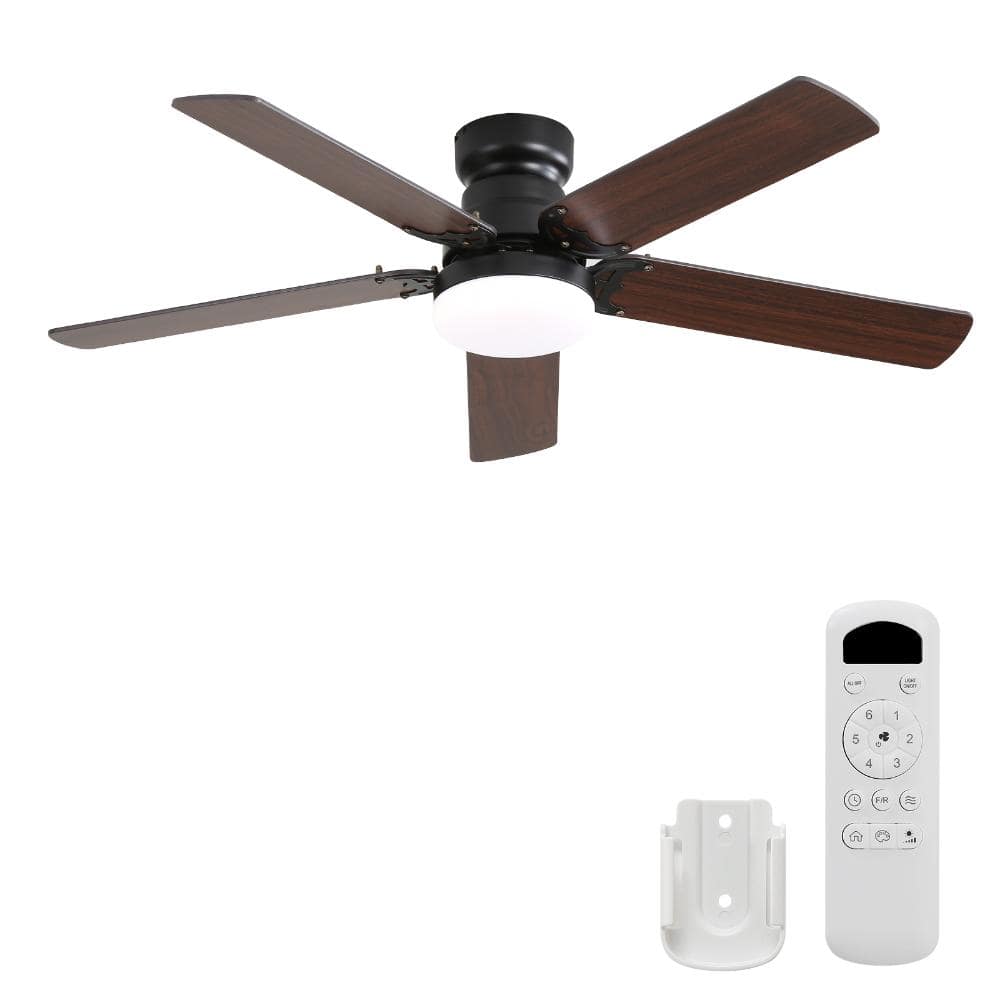 42 In. 5 Blades Black Modern Ceiling Fan With LED Light Remote Control Reversible DC Motor For Bedroom price history on PriceWatchPro