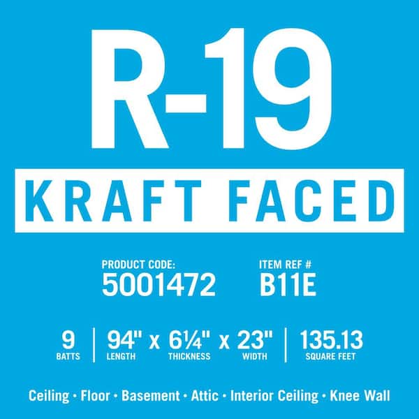 R-19 EcoBatt® Kraft Faced Fiberglass Insulation Batt 6-1/4 R-19 EcoBatt® Kraft Faced Fiberglass Insulation Batt 6-1/4