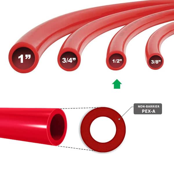 VEVOR PEX Tubing 1/2 x 500ft PEX Pipe Oxygen Barrier O2 EVOH Radiant Floor Heat Red