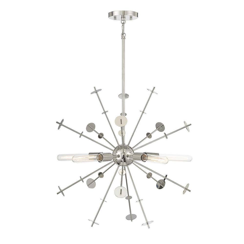 Meridian 26 in. W x 26 in. H 5-Light Polished Nickel Sputnik Pendant Light price history on PriceWatchPro