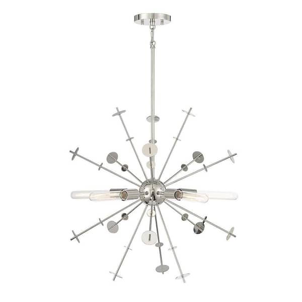 Savoy House Meridian 26 in. W x 26 in. H 5-Light Polished Nickel Sputnik Pendant Light