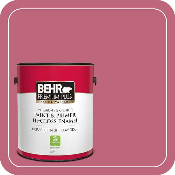 BEHR PREMIUM PLUS 1 gal. #120D-4 Mulberry Hi-Gloss Enamel Interior/Exterior Paint & Primer