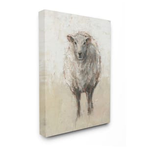 Minimal Sheep Painting Beige Tan Farm Animal by Ethan Harper Unframed Print Animal Wall Art 16 in. x 20 in.