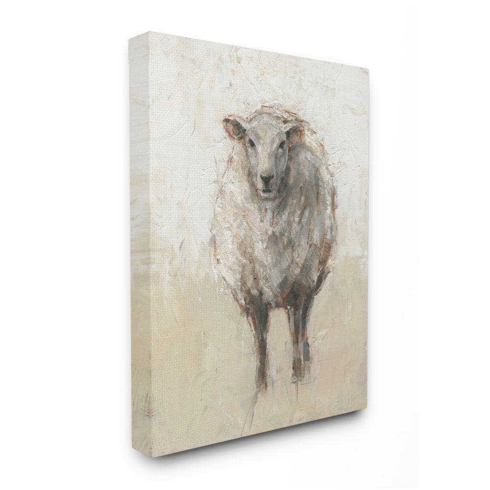 Stupell Industries Minimal Sheep Painting Beige Tan Farm Animal by Ethan Harper Unframed Print Animal Wall Art 36 in. x 48 in.