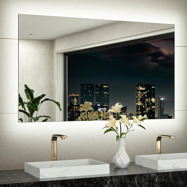 48 in. W x 30 in. H Rectangular Frameless LED Light 3-Color Dimmable Anti-Fog Wall Bathroom Vanity Mirror with Backlit