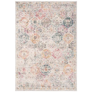 Madison Gray/Gold 4 ft. x 6 ft. Border Distressed Floral Area Rug