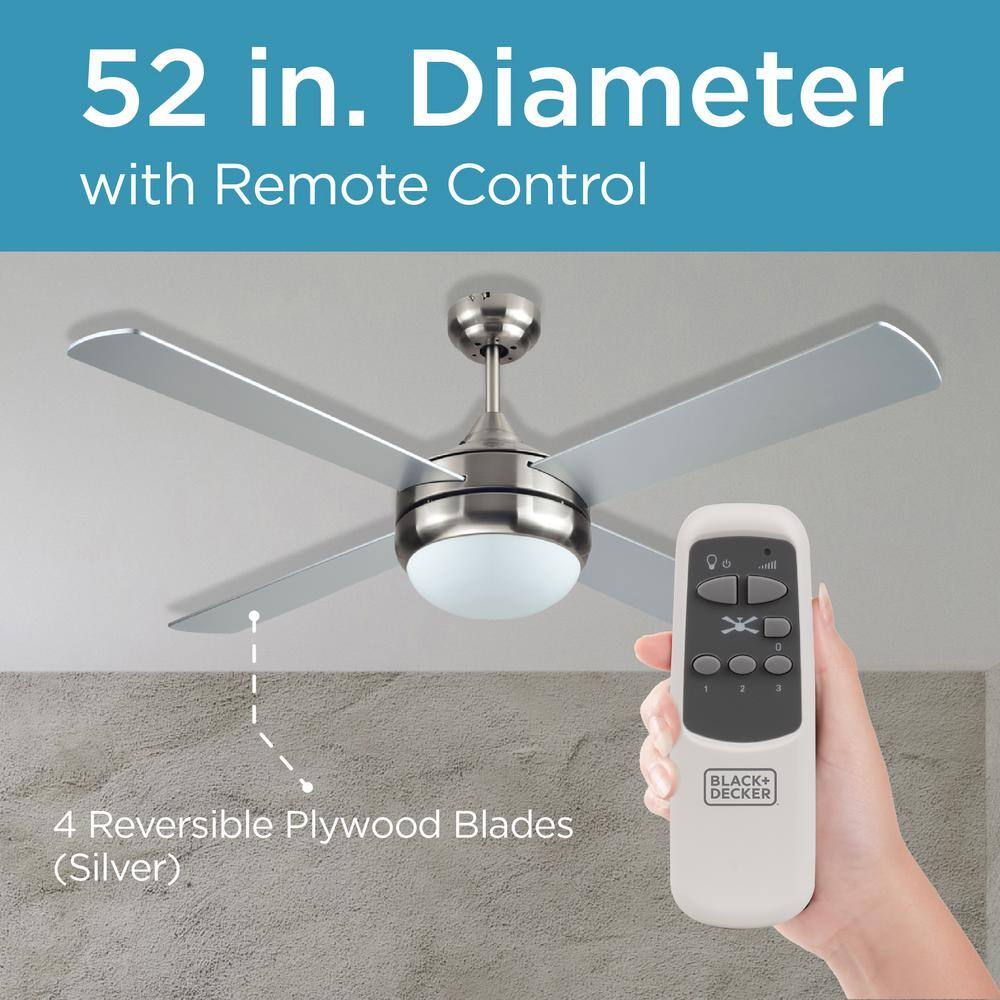 52-Inch Brushed Nickel Ceiling Fan with Mahogany Blades and Remote