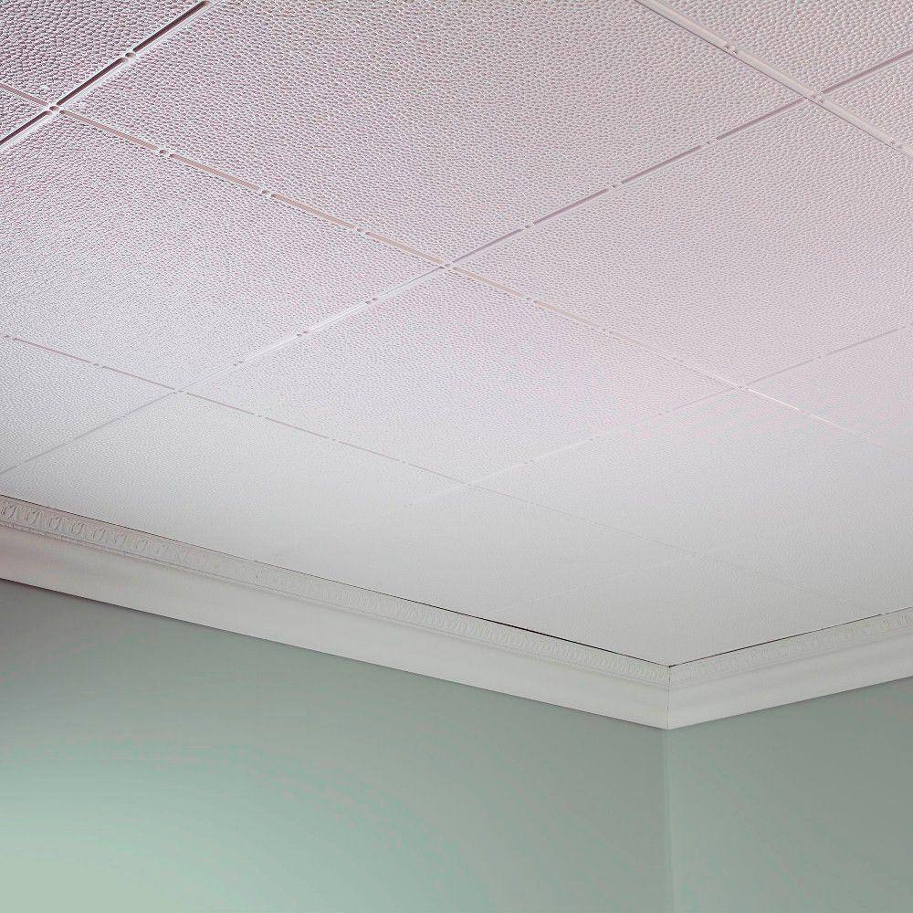 Gloss White Vinyl Glue Up Ceiling Tile 48'' x 24''