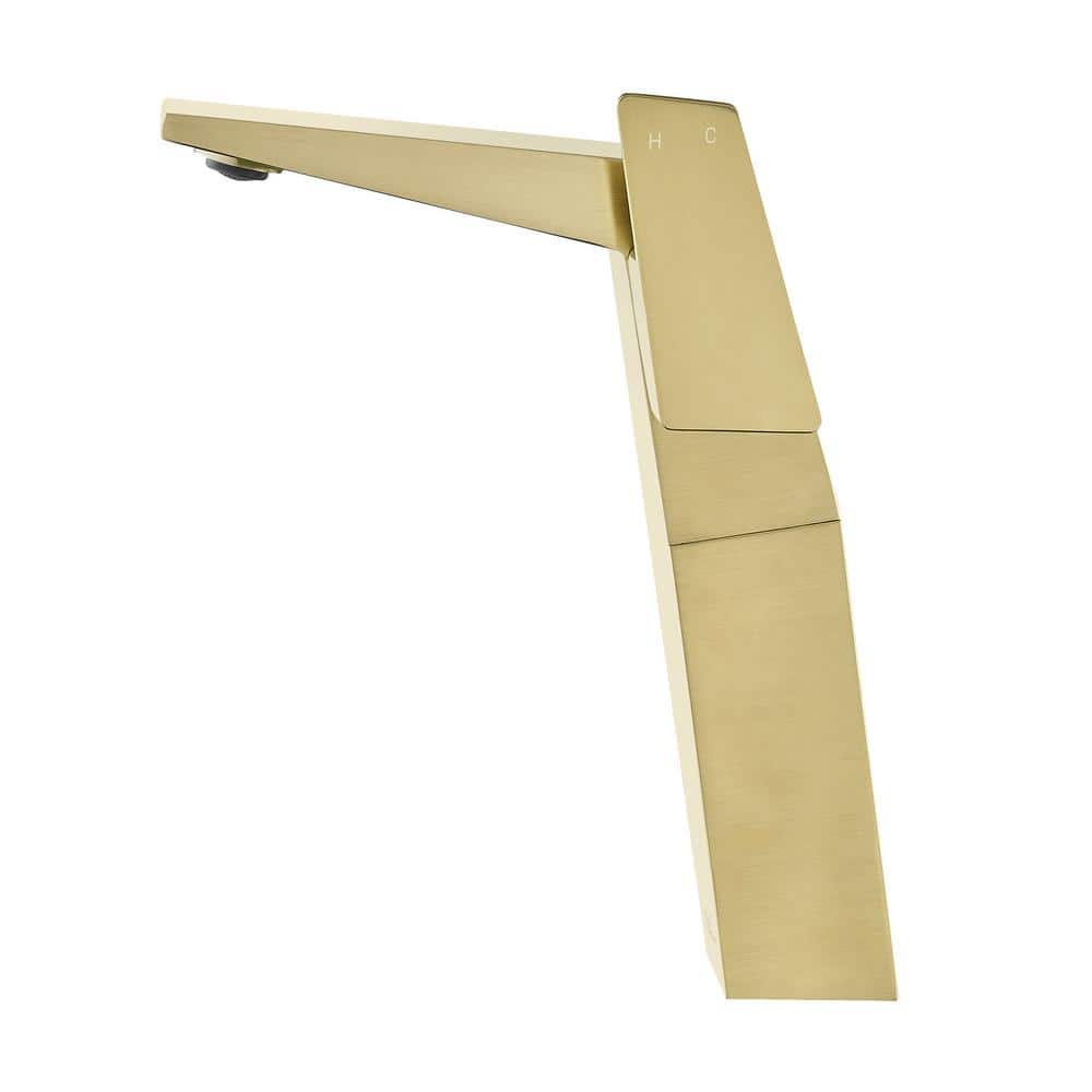 Carré Brushed Gold Single-Handle High Arc Bathroom Faucet