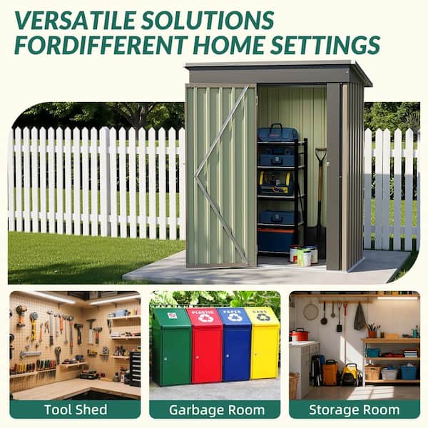 Tozey 5 ft. W x 3 ft. D Outdoor Storage Metal Shed Lockable Metal