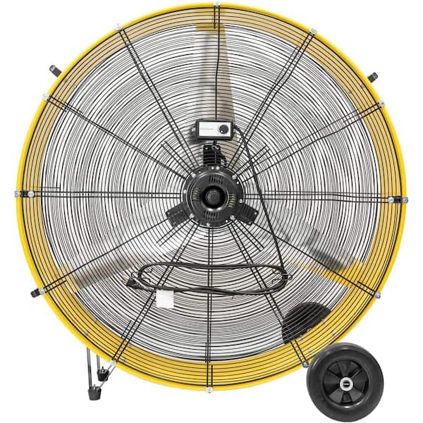 42 in. 2 Speeds Drum Fan in Yellow with 4/5 HP Powerful Motor, 8 in. Wheels for Workshop, Garage, Industrial Room