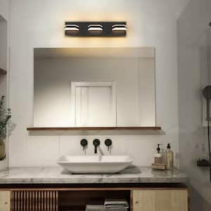 Salween 20.4 in. 3-Light Modern Square Black Integrated LED Bathroom Vanity Light