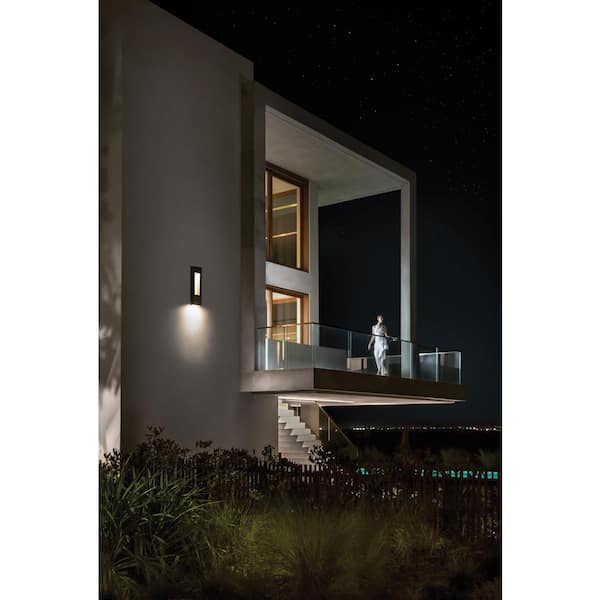 HINKLEY Atlantis Large Satin Black Outdoor LED Wall Mount Lantern