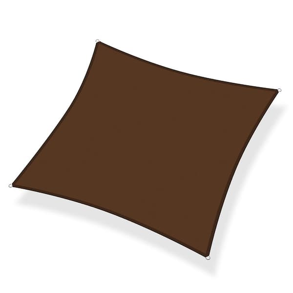 Shade&Beyond 12 ft. x 12 ft. 185 GSM Brown Square Sun Shade Sail, for Patio Garden and Swimming Pool