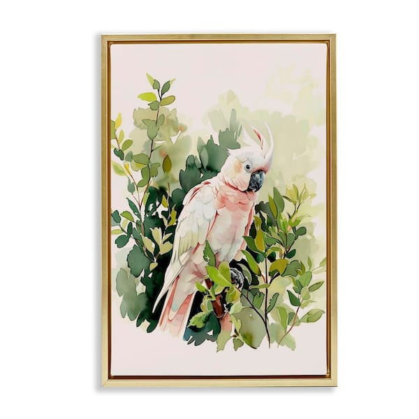 Stupell Industries Tropical Parrot Cockatoo by LSR Design Studio Gold Floater Frame Animal Graphic Art Print 31 in. x 21 in.