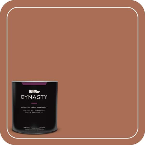 BEHR DYNASTY 1 qt. #MQ1-28 Orange Flambe One-Coat Hide Eggshell Enamel Interior Stain-Blocking Paint and Primer