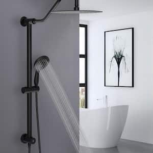 5-Spray Patterns 10 in. Round Shower Faucet with 26.3 in. Slide Bar 1.8 GPM Wall Mount Shower Head in Matte Black