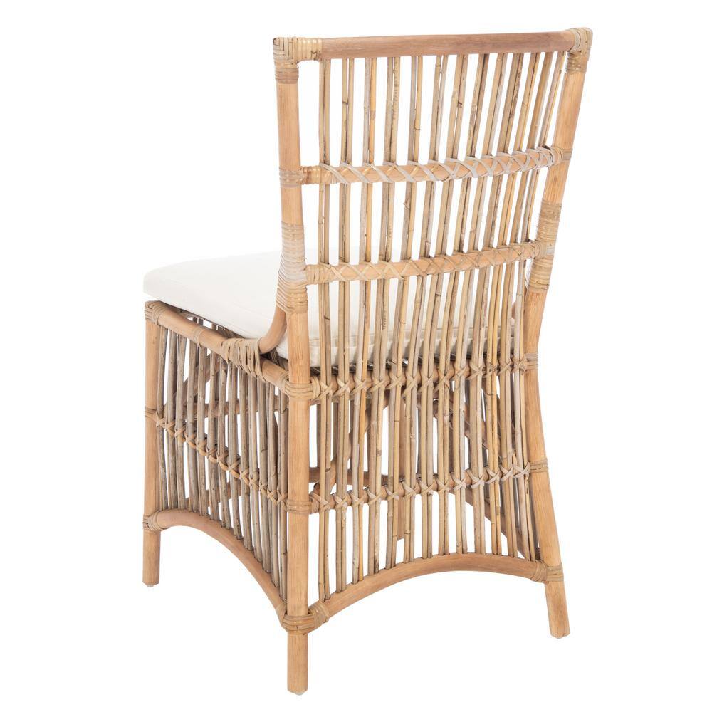 Erika Gray Rattan Accent Chairs with Cushions, Set of 2