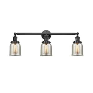 Bell 30 in. 3-Light Oil Rubbed Bronze Vanity Light with Silver Plated Mercury Glass Shade