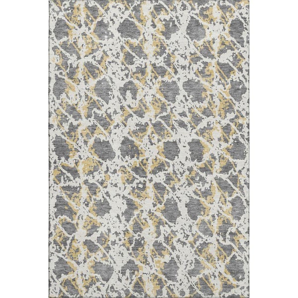 Mayfield Premium Machine Washable Abstract AMF969 Gray 2 ft. 6 in. x 3 ft. 10 in. Area Rug