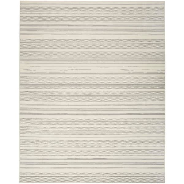 Nourison Grafix Ivory Grey 5 ft. x 7 ft. Abstract Contemporary Area Rug