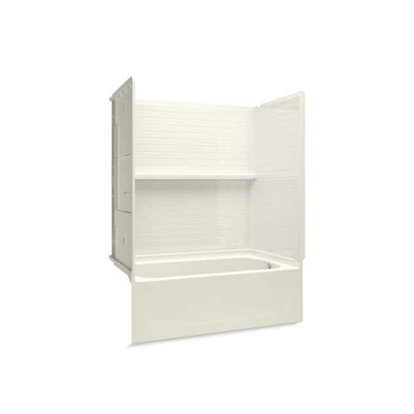 Sterling Traverse 60 in. x 32 in. x 77 in. 4-Piece Vikrell Bath and Shower Kit with Right-Hand Drain in Biscuit