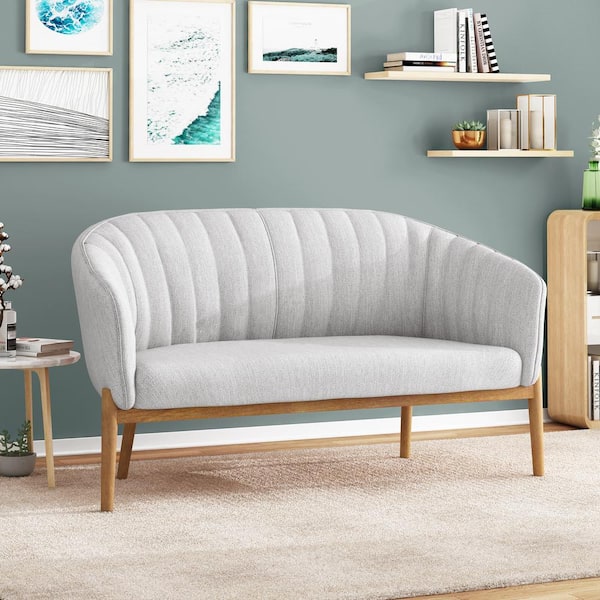 CHRISTOPHER KNIGHT HOME Stockton 55 in. Misty Grey Solid Fabric 2-Seat Loveseats