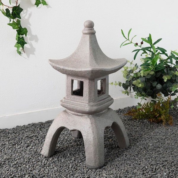 24 in. H MGO Faux Concrete Pagoda Garden Statue