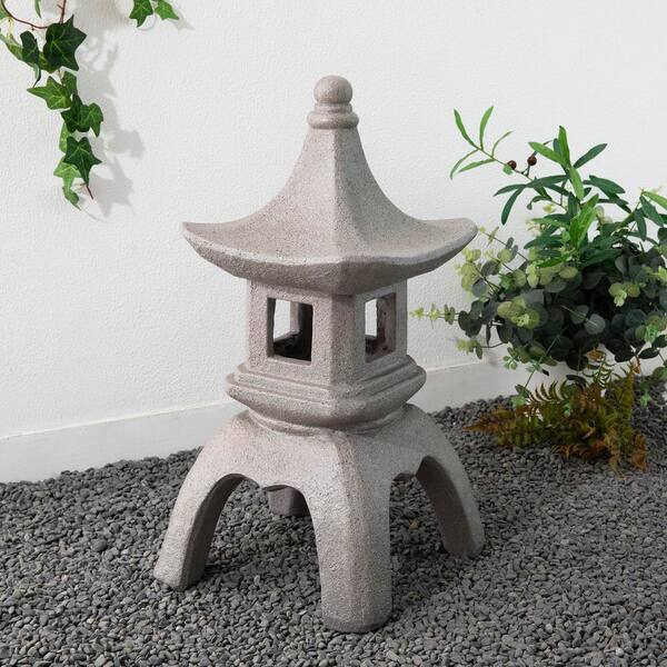 Hi-Line 38" Gray Stone Pagoda Lantern Statue – Garden Decor – Resin