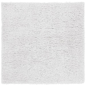 Flokati Ivory/Gray 7 ft. x 7 ft. Solid Square Area Rug