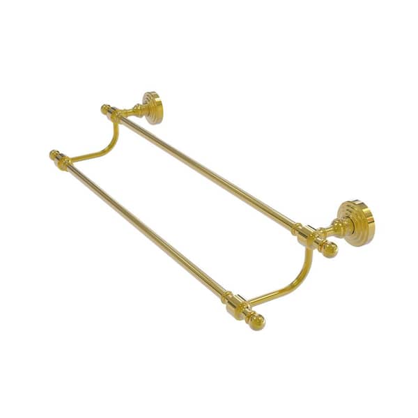 Allied Brass Retro Wave Collection 18 in. Wall Mounted Double Towel Bar in Unlacquered Brass