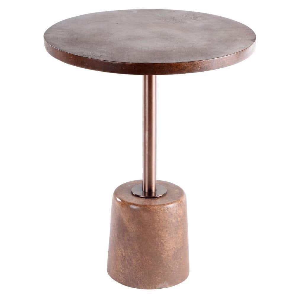 StyleCraft Lowell 18 in. Brown, Brushed Gold, Bronze Round End Table