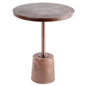 Lowell 18 in. Brown, Brushed Gold, Bronze Round End Table