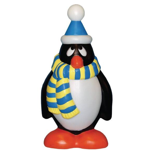 General Foam 28 in. Holiday Penguin Statue with Blue and Yellow Scarf