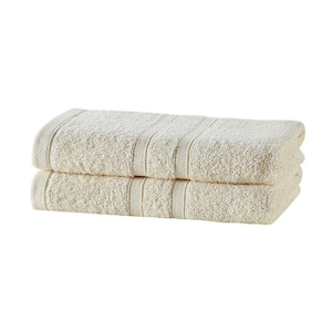 Bleach Friendly, Quick Dry, 100% Cotton Hand Towels (16 in. L x 26 in. W), Highly Absorbent (2-Pack, Ivory)