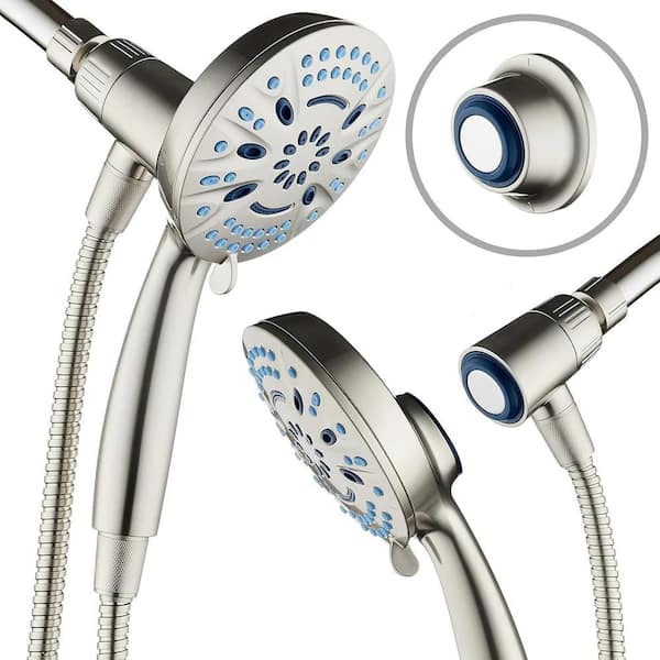 8-Spray Wall Mount Magnetic Handheld Shower Head 2.5 GPM in Satin Nickel