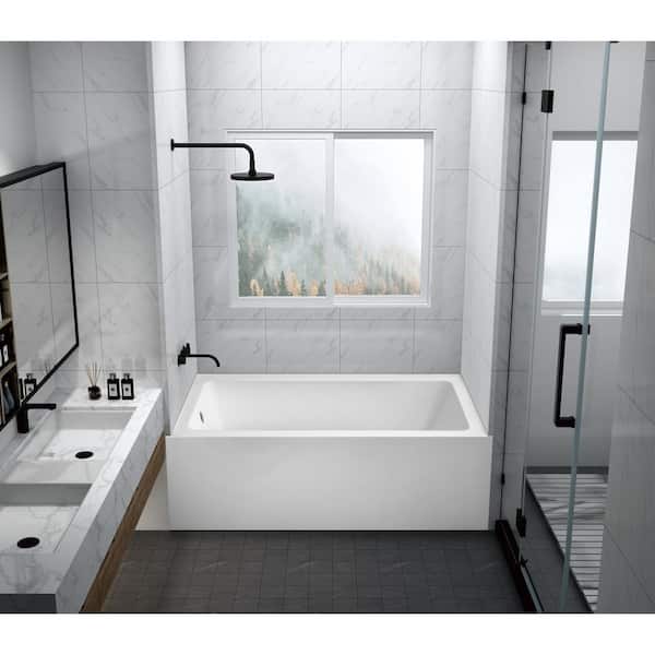 Oriel 60 in. Acrylic Left Drain Rectangular Alcove Bathtub in White