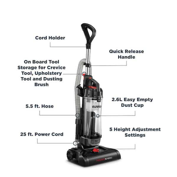 Basics Upright Bagless Lightweight Vacuum Cleaner, Black and White