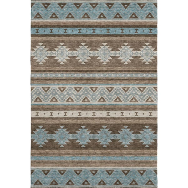Mayfield Premium Machine Washable Abstract AMF2561 Chocolate 10 ft. x 14 ft. Area Rug