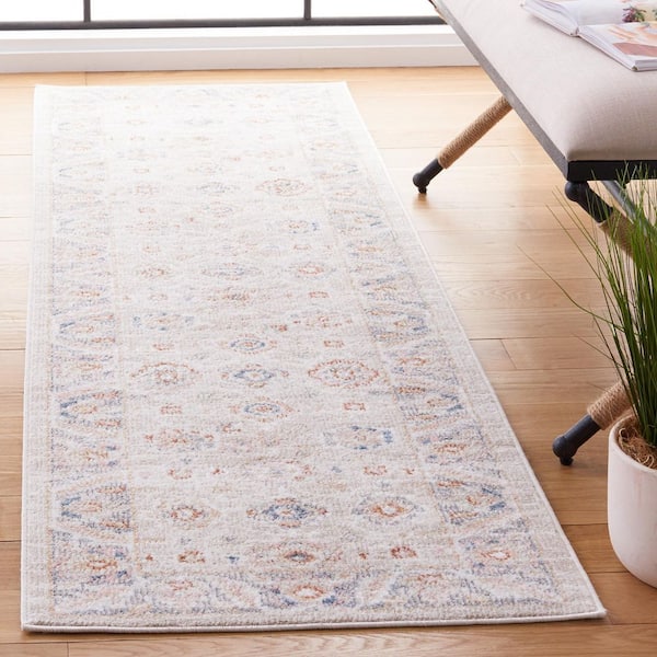Blair Beige/Gray 2 ft. x 8 ft. Machine Washable Border Ornate Runner Rug